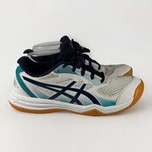 Asics Upcourt 5 Volleyball Shoe White Deep Ocean Teal 1074A039 Mens 6.5 Womens 8